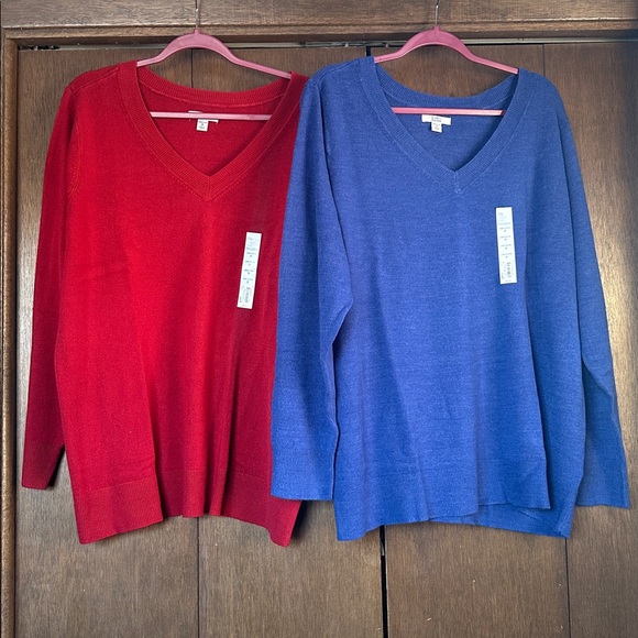 croft & barrow Sweaters - Croft and Borrow Red and Blue 2x Sweater Set v-neck NWT